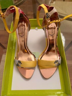 Ted Baker Yellow Floral Ankle-Strap Heels